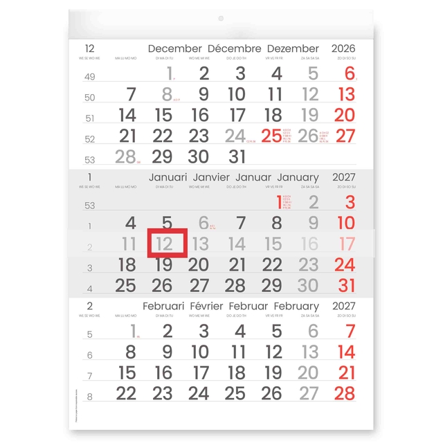 3-Maandkalender 2027 INNI Manager compact-formaat