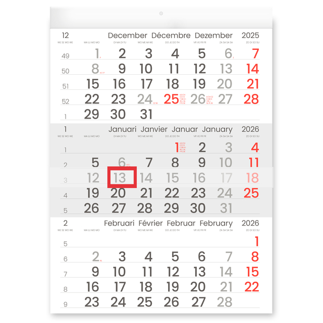 Calendrier trimestriel 2026 INNI Manager format compact