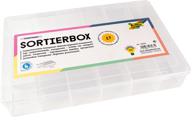 Opbergdoos Folia 17 vakken 18x26,5x4cm transparant