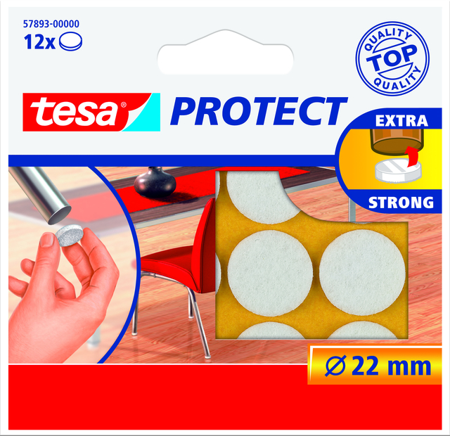 Feutrine anti-rayures tesa® Protect Ø22mm blanc 12 pièces