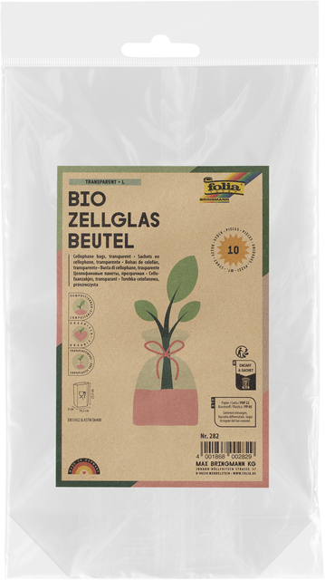 Sachet cellophane Folia 145x235mm transparent 10 pièces