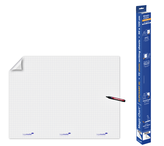 Magic-Chart Legamaster Flipchart XL 900x1200mm blanc quadrillé 15 feuilles