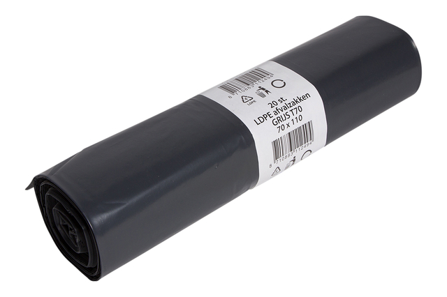 Sac poubelle Powersterko LDPE T70R 70x110cm 120L gris