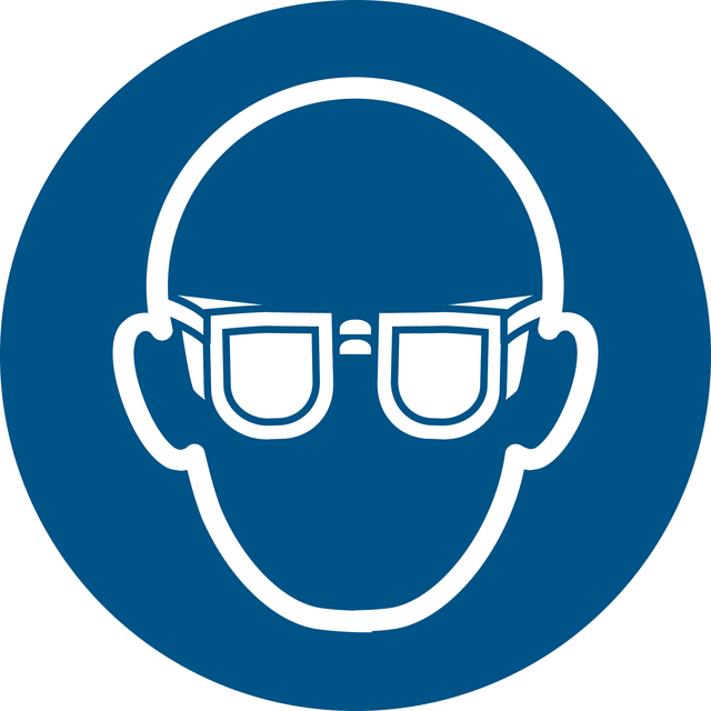 Pictogram bordje Djois Oogbescherming verplicht Ø200mm blauw