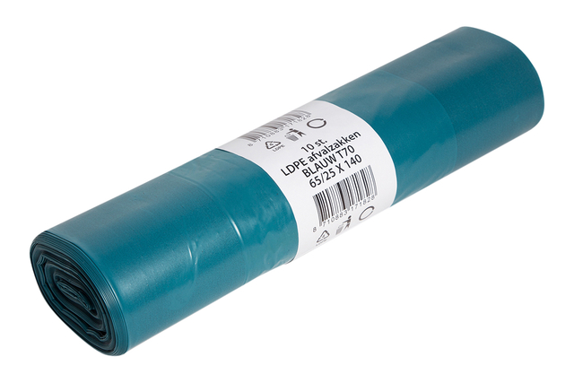 Afvalzak Powersterko LDPE T70R 65/25x140cm 240L blauw