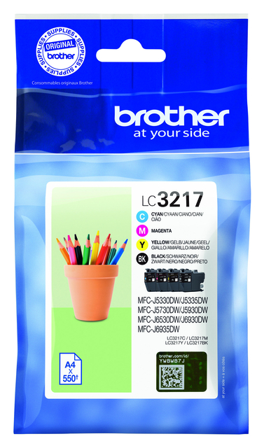 Cartouche d’encre Brother LC-3217 noir + 3 couleurs