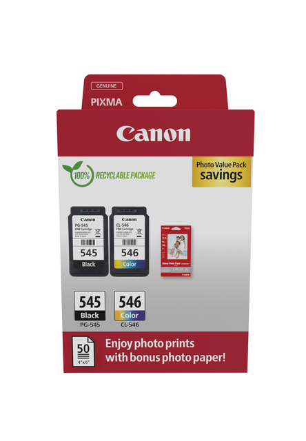 Cartouche d’encre Canon PG-545+CL-546 noir+couleur+ papier