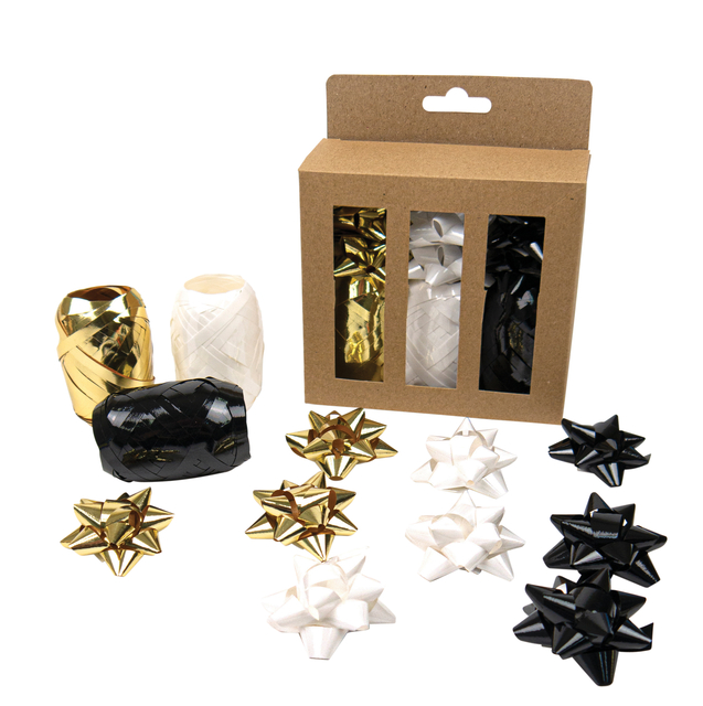 Rubans et noeuds Design Group or/noir/blanc assorti