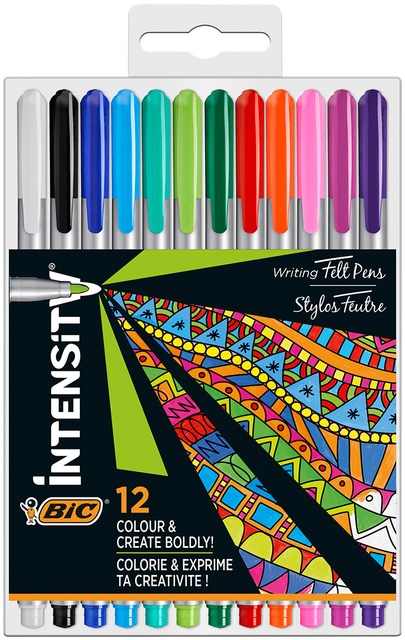 Fineliner BIC Intensity Medium assorti étui 12 couleurs