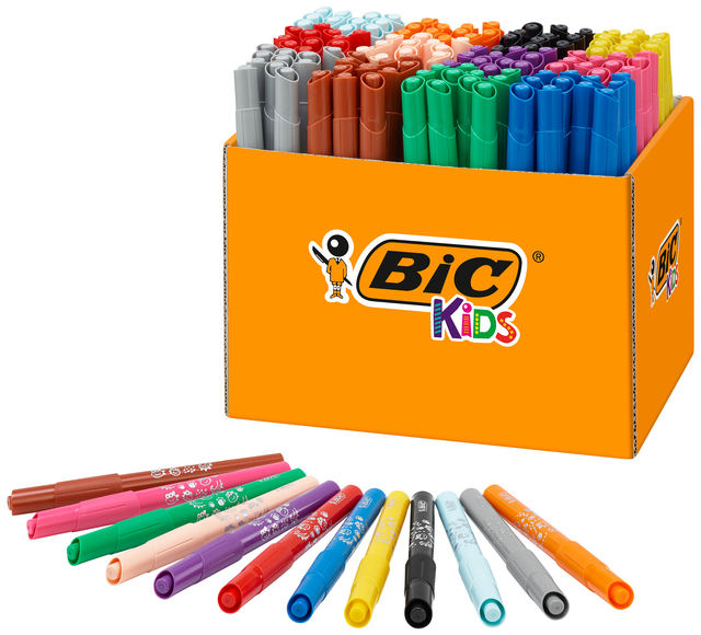 Feutre couleurs BIC Kids ECOlutions Visa XL assorti boîte scolaire 144 pièces