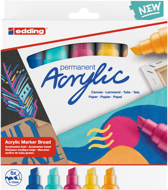 Marqueur acrylique edding e-5000 Large Abstrait assorti set 5 pièces
