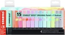 Markeerstift STABILO BOSS Original 70/15 pastel assorti deskset à 15 stuks