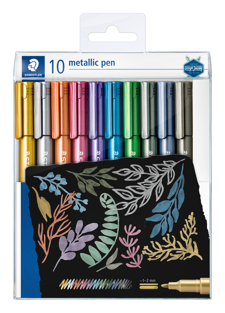 Stylo gel Staedtler Metallic étui 10 couleurs assorti