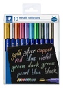 Feutre de calligraphie Staedtler Metallic étui 10 couleurs assorti