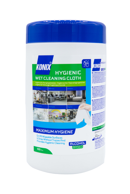 Lingettes nettoyantes surfaces Konix pot distributeur 100 pièces