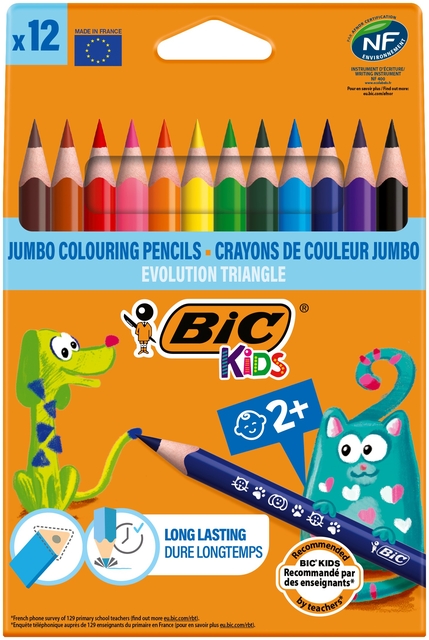 Kleurpotloden BicKids Evolution ecolutions triangle assorti 12 stuks