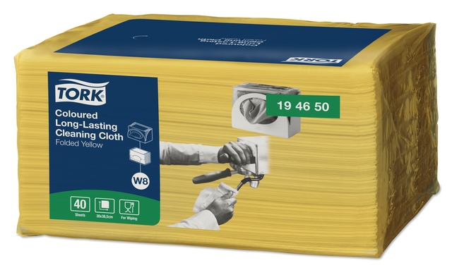 Reinigingsdoek Tork W8 Premium 1-laags 8x40 vel geel 194650