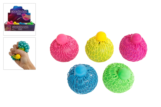 Knijpbal met putty 6cm neon parelmoer ass