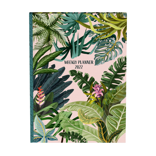 Agenda 2022 planner Botanic pink leaves