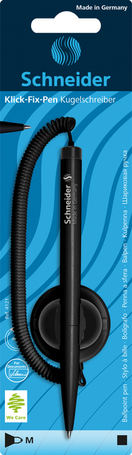 Stylo bille de comptoir Schneider Klick-fix Medium noir blister 1 pièce