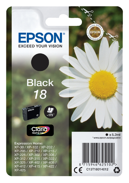 Cartouche d’encre Epson 18 T1801 noir