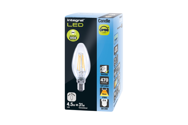 Lampe LED Integral E14 4,5W 2700K blanc chaud 250 lumens
