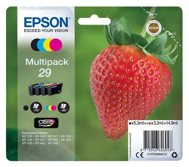 Cartouche d’encre Epson 29 T2986 noir + 3 couleurs