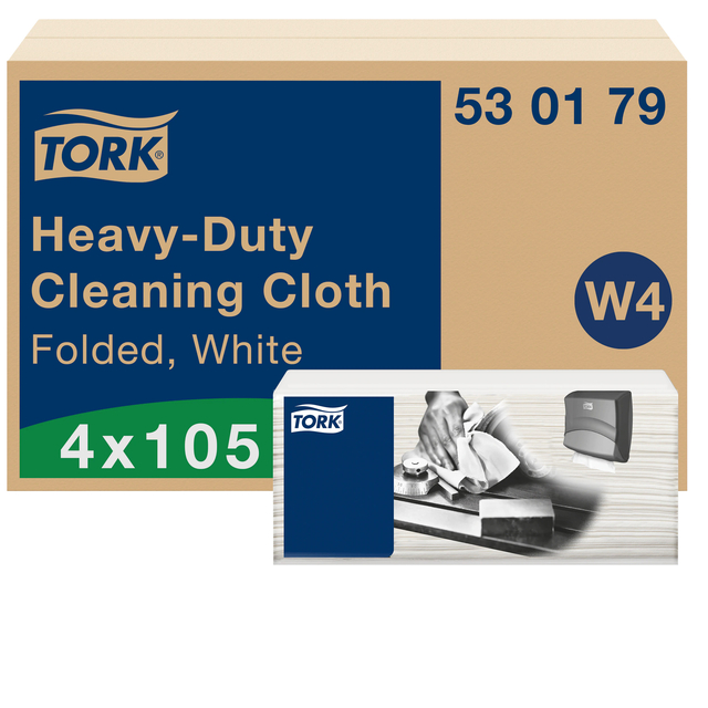 Reinigingsdoek Tork W4 Premium Heavy-Duty gevouwen 1-laags 4x105 vel wit 530179