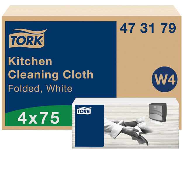 Chiffon de nettoyage Tork Premium Kitchen Cleaning W4 473179 1 épaisseur 4x 75fls blanc