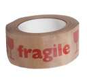 Ruban d'avertissement IEZZY 50mmx50m Fragile en rouge papier 80% recyclé brun