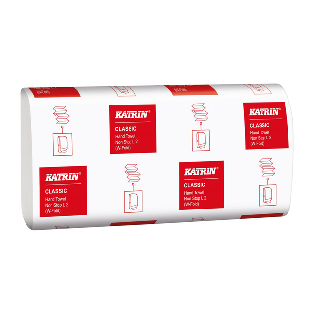 Essuie-mains Katrin 61594 pli-W 2 épaisseurs 203x320mm blanc 25x 120 feuilles
