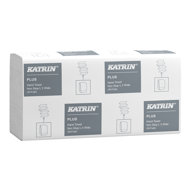 Essuie-mains Katrin 61563 Plus pli-W Plus 3 épaisseurs 240x320mm blanc 25x 90 feuilles