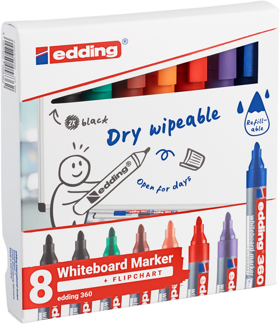 Whiteboardmarker edding 361 rond 1mm assorti 8 stuks
