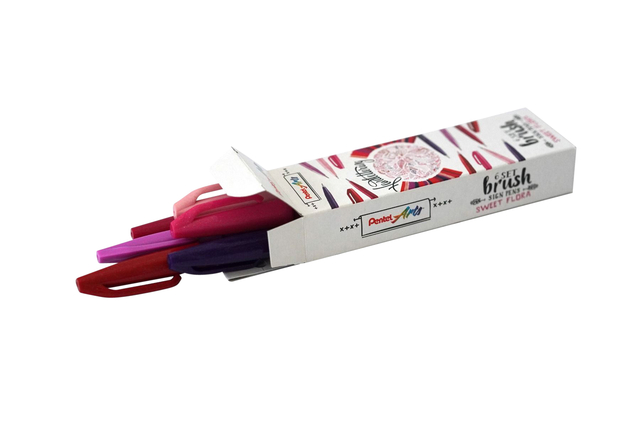 Feutre pinceau Pentel Sign SES15C Sweet Flora assorti boîte 6 pièces