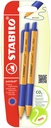 Balpen STABILO pointball 6030/41 medium blauw blister à 2 stuks