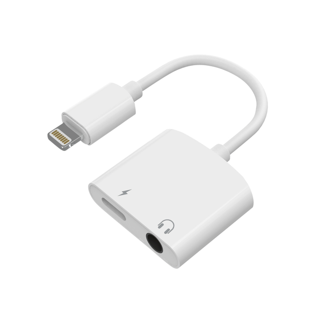 Adapter Lightning naar Lightning + 3.5mm jack wit