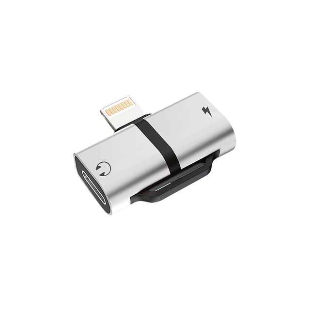 Adapter Lightning naar 2 x Lightning grijs