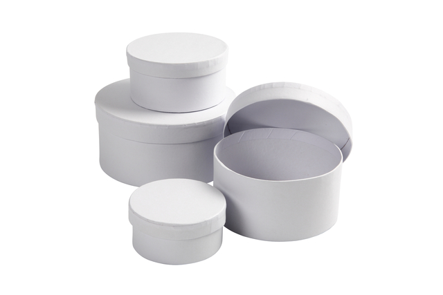Boîtes rondes Creativ Company 4 pièces Ø 8, 10, 12, 14cm - hoogte 4, 5, 6, 7cm blanc