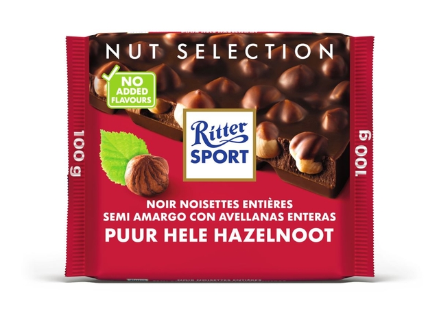 Chocolat Ritter Sport noir-noisettes entières 100g