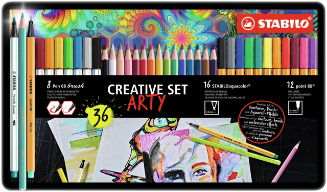 Arty Creative STABILO 87/3193 boîte métal 36 pièces