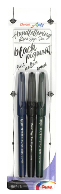Feutre pinceau Pentel XSESP15 noir blister 3 pièces