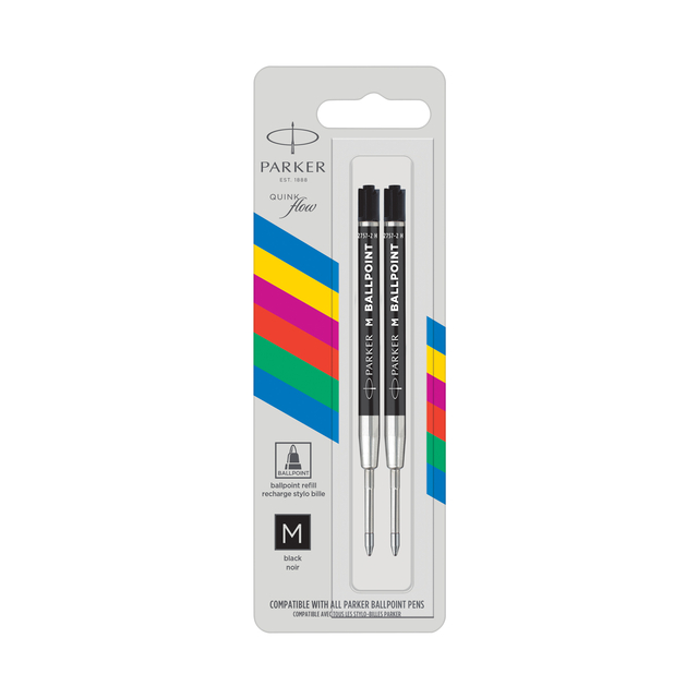 Recharges stylo bille Parker Eco noir blister 2 pièces