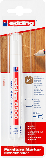 Marqueur edding 8900 Meuble ogive 1,5-2mm blanc pur blister 1 pièce