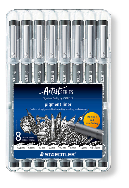 Fineliner Staedtler Pigment 308 noir 8 pièces