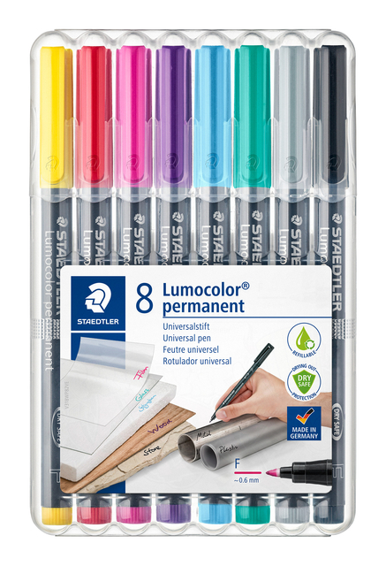 Viltstift Staedtler Lumocolor 318 permanent F set à 8 kleuren