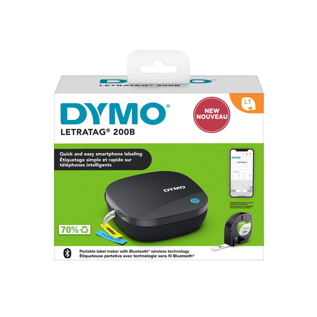 Labelprinter Dymo LetraTag 200B draagbaar bluetooth 12mm zwart