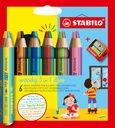 Kleurpotloden STABILO 882 woody 3 in 1 duo puntenslijper ass 6st