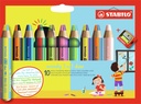 Crayon STABILO 882 Woody 3-en-1 Duo étui 10 pièces + taille-crayon