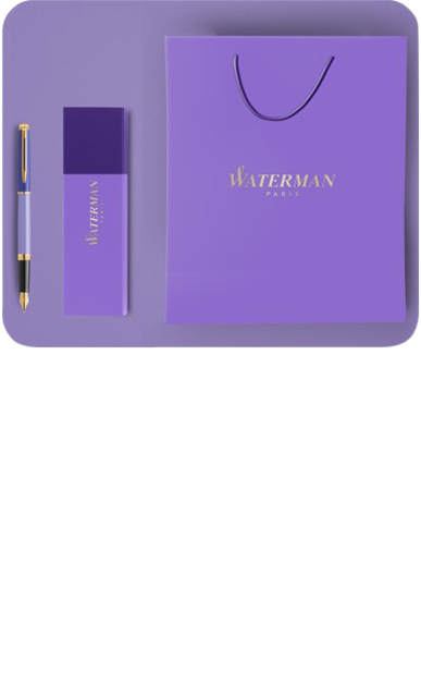 Cadeautas en sleeve Waterman Colorblocking 13x24cm paars en blauw