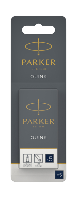 Cartouche d'encre Parker Quink bleu-noir blister 5 pièces